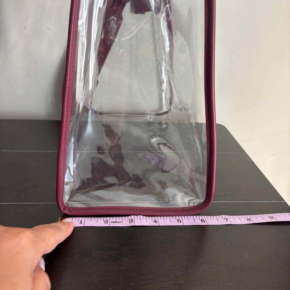 BEIS | The Stadium Tote | Clear Burgundy PVC Crossbody Bag BEIS146901 NEW - Picture 6 of 10